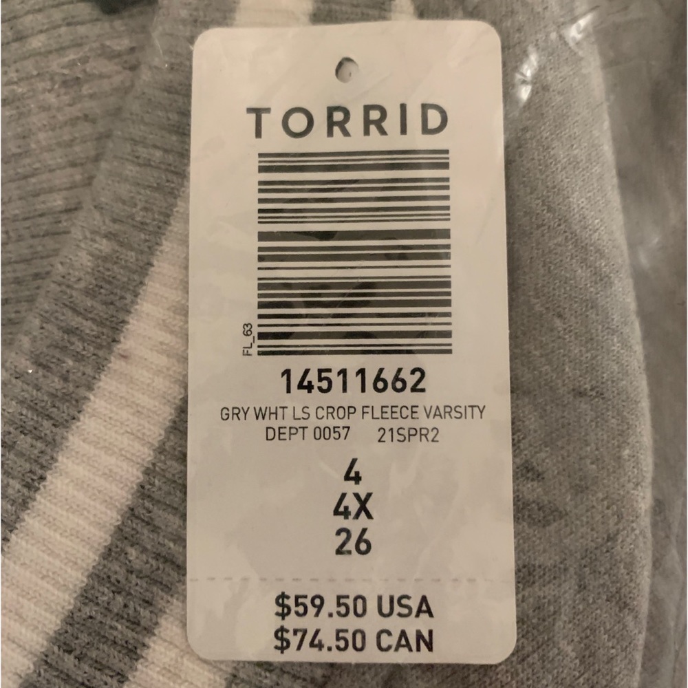 NEW Torrid 4 Heather Grey & White Fleece Crop Varsity Bomber Jacket - Picture 9 of 9